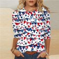 thumbnail image 1 of 4Th of July Shirts,My Orders Delivery,Cadancy Plus Size Tops for Women Clearance Under 10 Dollars,Elbow Sleeve Blouses Casual,Cool Graphic Tees ,Playeras De Mujer En oferta,Multicolor L, 1 of 5
