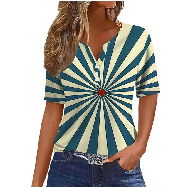 4Th of July Shirts for Women 2024 Casual Button Down Short Sleeve V ...