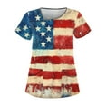 thumbnail image 1 of 4Th Of July Shirts Women, Scrub Tops Plus Size Skew Collar Short Sleeve Workwear With Double Layer Pockets Red White And Royal Blue American Flag Top Petite Scrubs Sets Shirts (L, Wine) ZMTing, 1 of 3