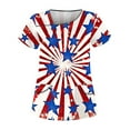thumbnail image 1 of 4Th Of July Shirts Women, Scrub Tops Plus Size Skew Collar Short Sleeve Workwear With Double Layer Pockets Red White And Royal Blue American Flag Top Pewter Scrubs Outfit (M, White) ZMTing, 1 of 3
