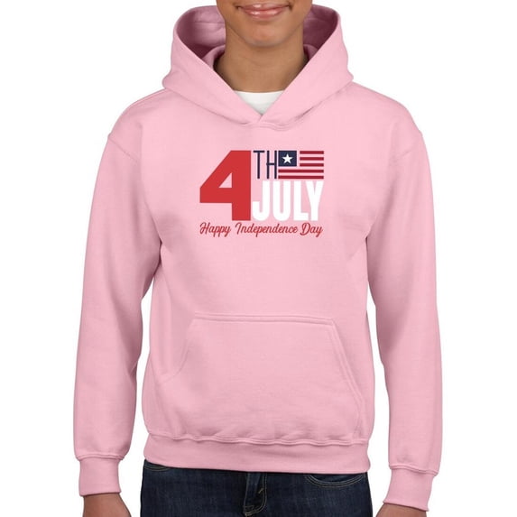 4Th July Stripes Flag Hoodie Juniors -Image by Shutterstock, Large
