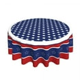 thumbnail image 1 of 4Th of July Tablecloth Round 60 Inch Patriotic Memorial Independence Day Table Cloth American Flag Blue Tablecloths Polyester Fabric Farmhouse Rustic Table Cover Cloth ** (Clearance)Table Cloth, 1 of 7