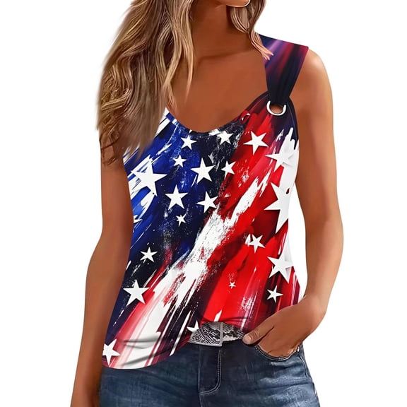 4Th Of July, Tank Tops V Neck Sleeveless Basic July Casual Workout Tops Womens Tops Red And White Striped Shirt Women Pride Outfits For Outfits Shirts Outfit Shirts Tank (XL, Vermilion) ZMTing