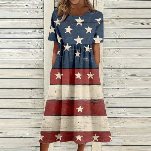4Th of July Women Dresses, Unique Pattern Design, Loose Red White and ...