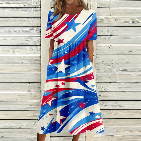 4Th of July Women Dresses, Unique Pattern Design, Loose Red White and ...