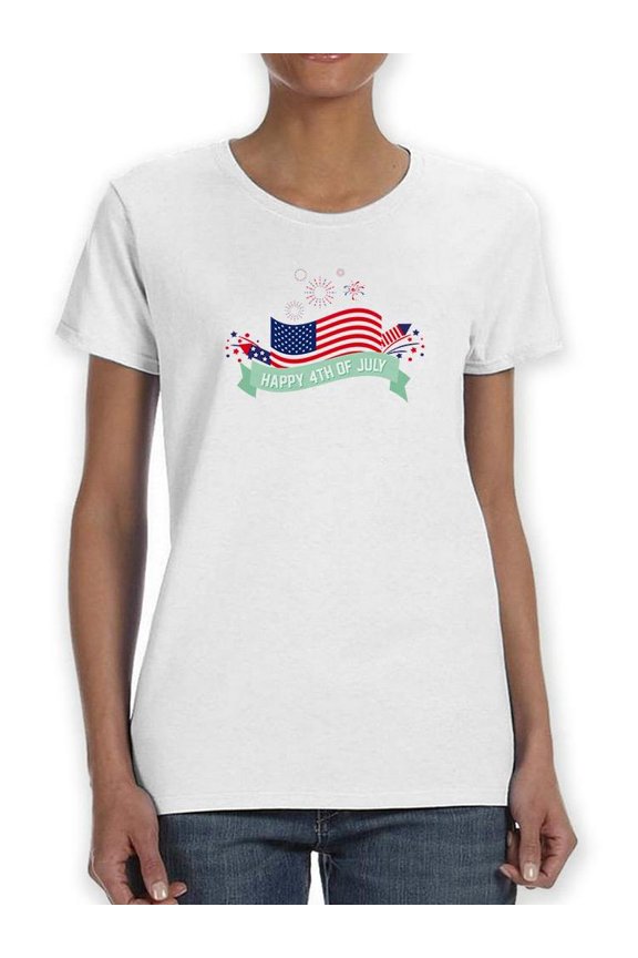 4Th Of July American Flag Shaped T-Shirt Women -Image by Shutterstock, Female XX-Large