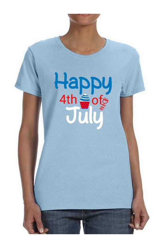 4Th Of July Cupcake T-Shirt Women -Image by Shutterstock, Female Large
