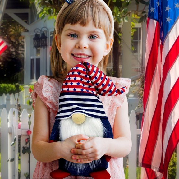4Th Of July Decor 363C Patchwork Hat Gnome Doll, 14+ Teens & Independence Day Themed Gnome Decoration For Home Party Decoration