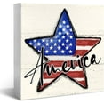 thumbnail image 1 of 4Th Of July Decor Patriotic Tiered Tray Wood Box Sign Shelf Desk Decor, Americana Star Desk Decor Farmhouse Rustic Wooden Block Independence Day Home Office Table Decorations, 7x7 Inch, 1 of 5