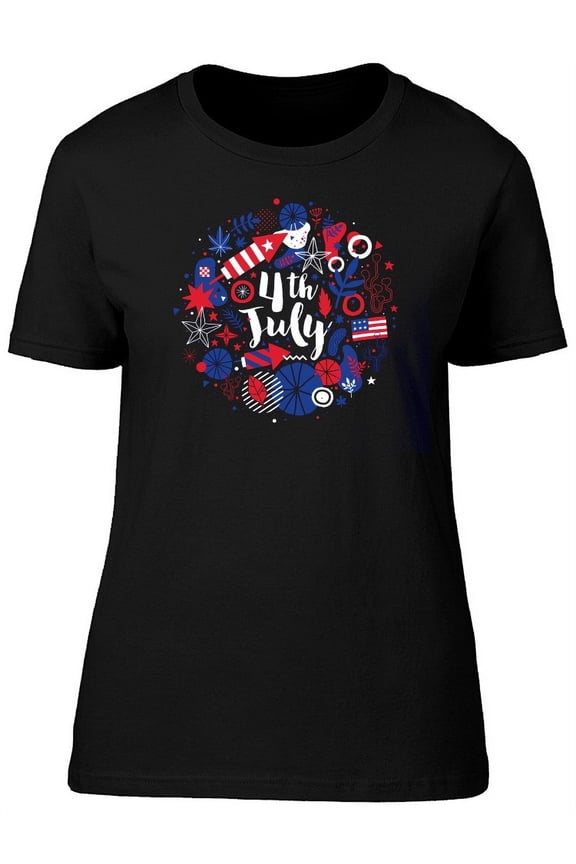 4Th Of July Doodles In Circle T-Shirt Women -Image by Shutterstock, Female Small