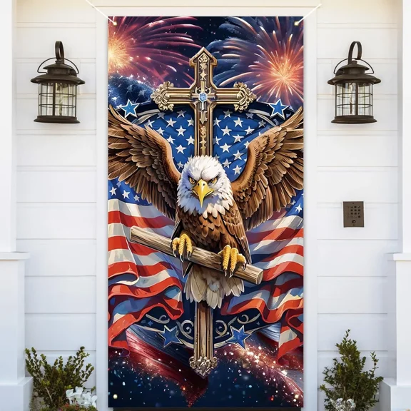 4Th Of July Door Cover Fourth Photo Backdrop Memorial Day Multicolor