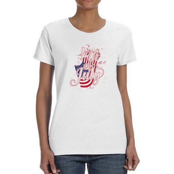 4Th Of July Flag Spray T-Shirt Women -Image by Shutterstock, Female XX-Large