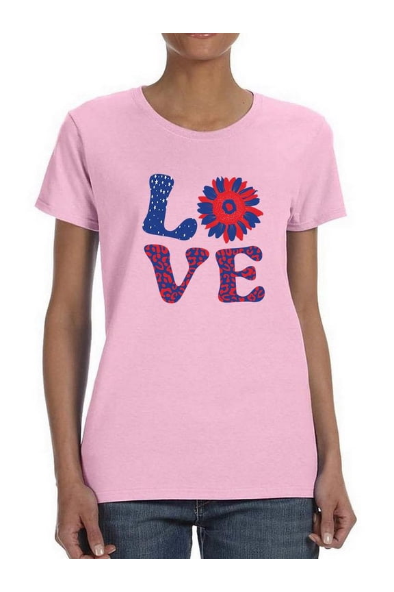 4Th Of July Flower Art T-Shirt Women -Image by Shutterstock, Female Small