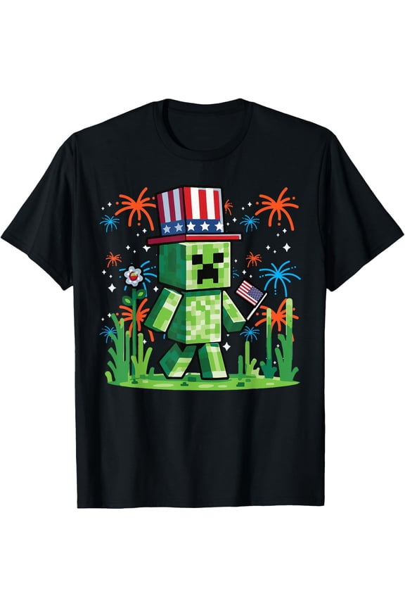 4Th Of July Gamer Pixel Us Flag Gaming Patriotic T-Shirt
