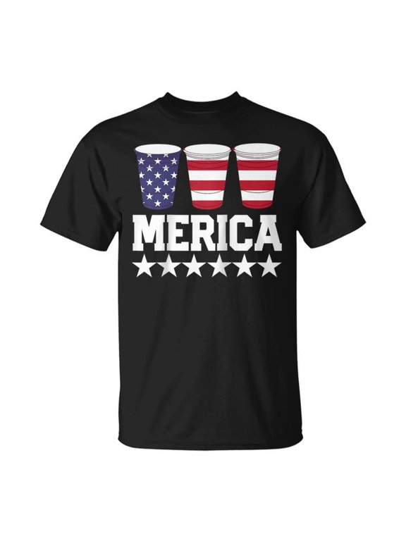4Th Of July Gift For Men Women Merica Drinking Beer Cups Unisex Jersey Crewneck Tshirt