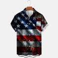 thumbnail image 1 of 4Th Of July Hawaiian Shirt For Men Independence Day Flag Print Blouse Casual Short Sleeve Button Turndown Collar Vacation Outfits Multicolor L, 1 of 3