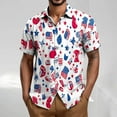 thumbnail image 1 of 4Th Of July Hawaiian Shirts For Men Vintage USA Flag Printed Short Sleeve Tees Summer Casual Short Sleeve Button Up Lapel T-Shirt White XXXL, 1 of 5
