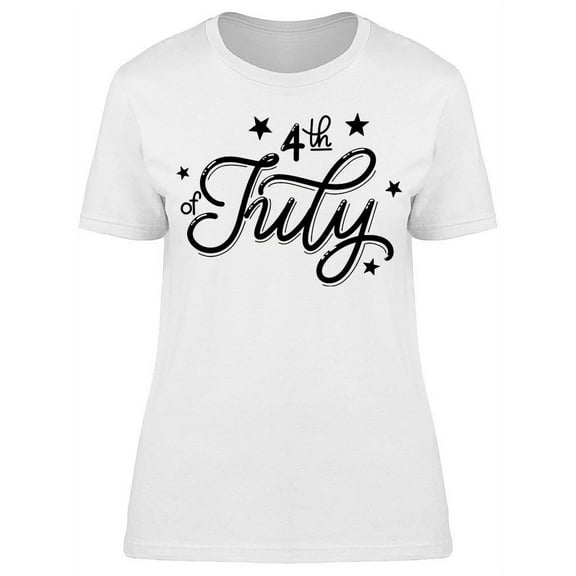 4Th Of July In Cursive T-Shirt Women -Image by Shutterstock, Female Large