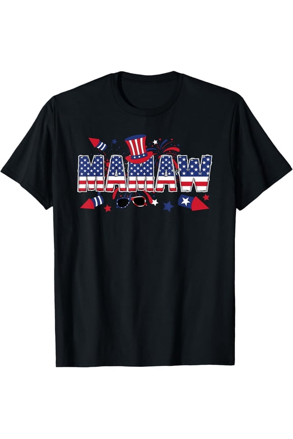 4Th Of July Mamaw Grandma American Flag Mamaw Grandmother T-Shirt