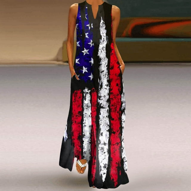 4Th Of July Outfits for Women Plus Size Summer Long Maxi Dress ...