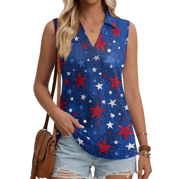 4Th Of July Outfits for Women 250th Anniversary USA T-Shirt Womens Sleeveless Shirts Printed Golf Polo Shirts