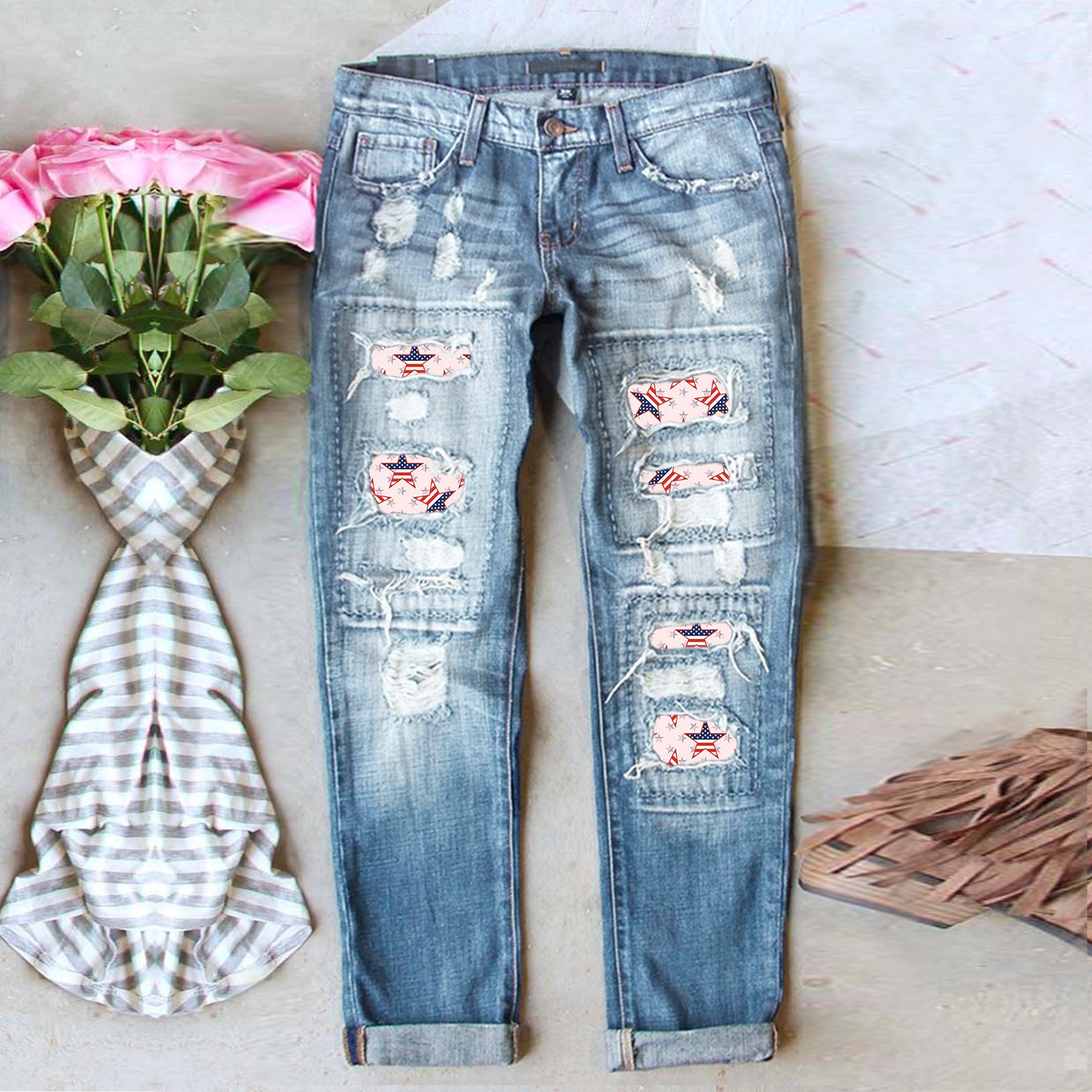 4Th Of July Outfits for Women Summer Denim Long Jeans,Womens Jeans ...