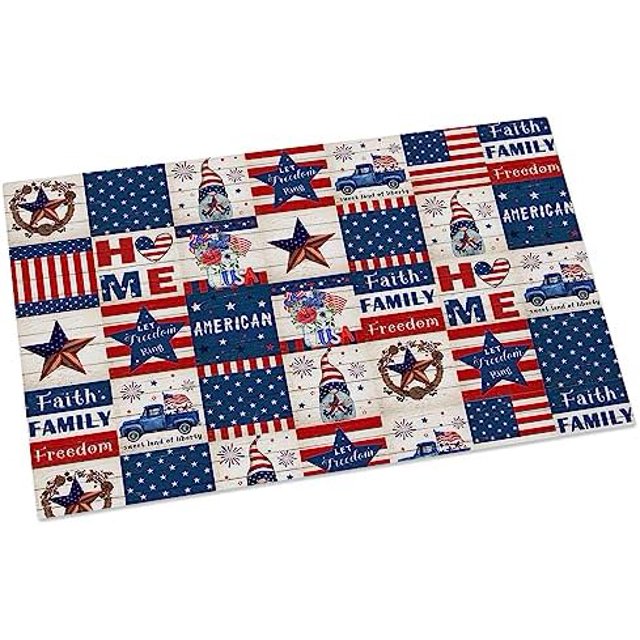 4Th Of July Patriotic Door Mat Rustic Star Usa Flag Decorative Doormat