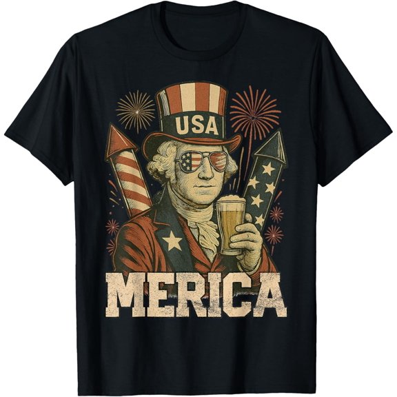 4Th Of July Patriotic Merica George Washington July 4Th Usa T-Shirt