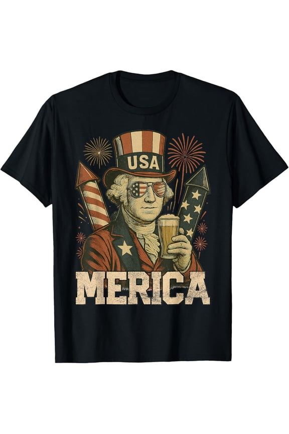 4Th Of July Patriotic Merica George Washington July 4Th Usa T-Shirt