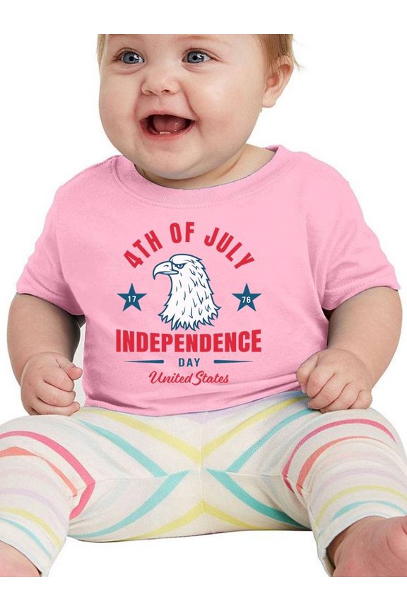 4Th Of July Proud Eagle T-Shirt Infant -Image by Shutterstock,  12 Months