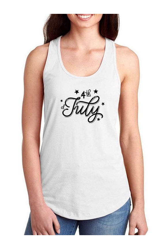 4Th Of July Racerback Tank Women - Women Racer Back, White, Small