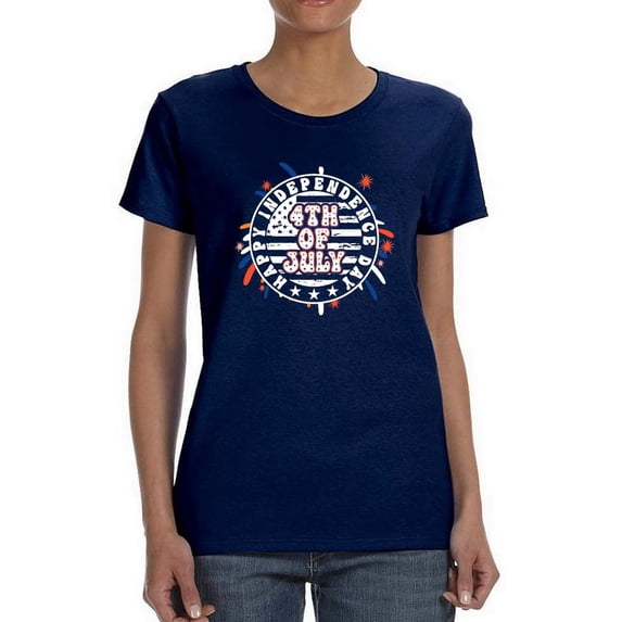 4Th Of July Rubber Seal T-Shirt Women -Image by Shutterstock, Female x-Large