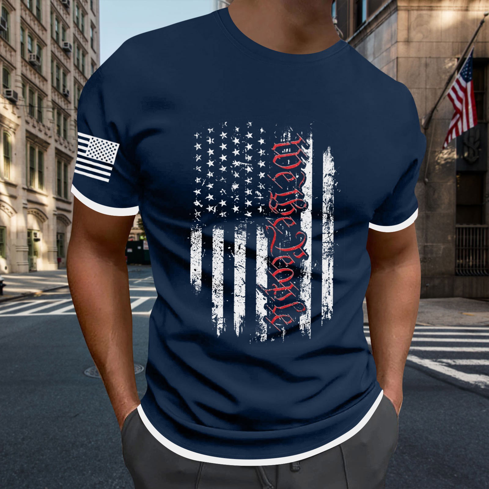 4th of July Shirts for Men Plus Size Summer Short Sleeve Crew Neck T ...