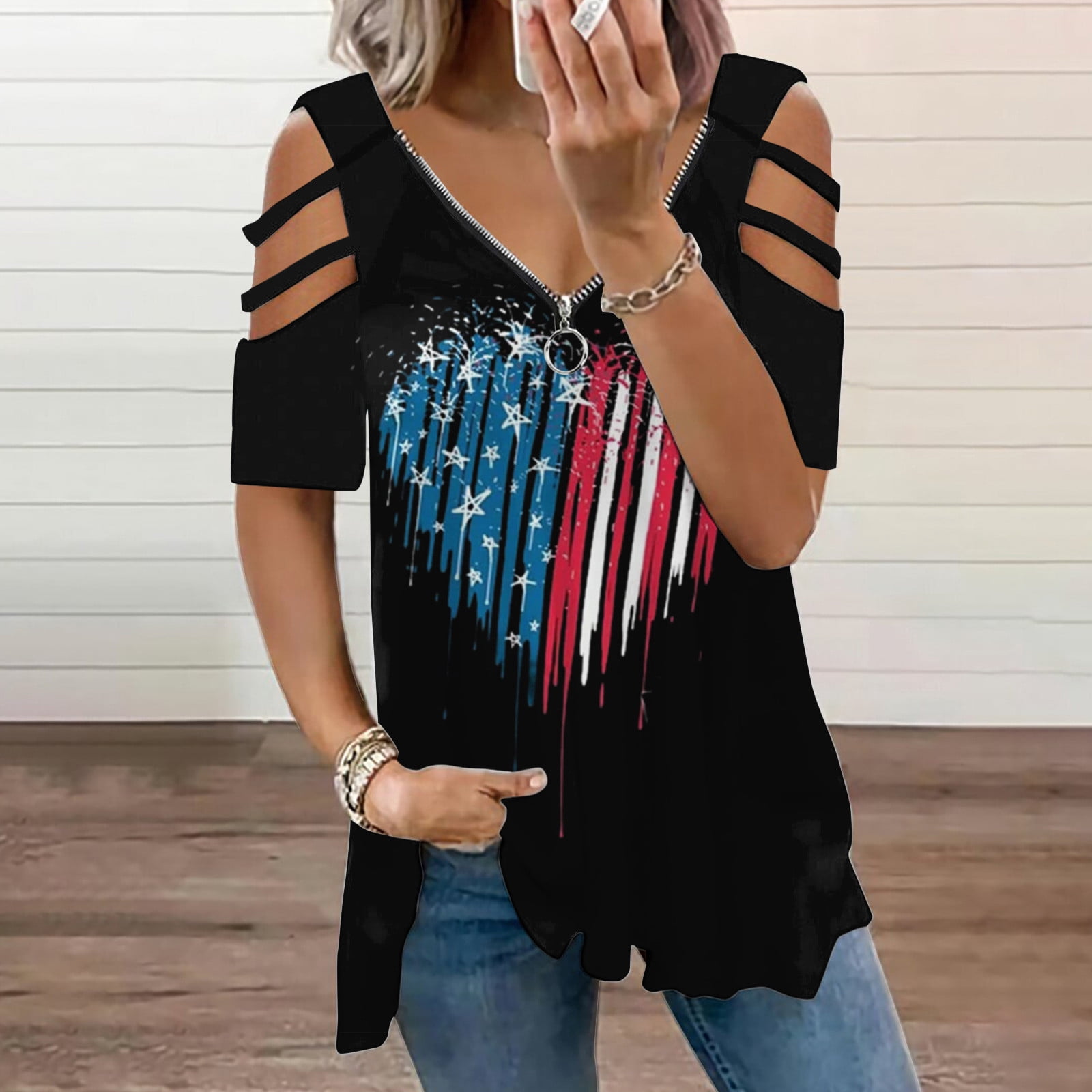 Plus Size Cold Shoulder Top With Lace Trim - Casual Summer T-Shirt For Women (XL-5X)