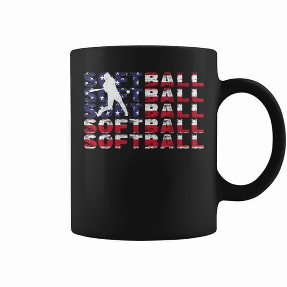 4Th Of July Softball American Flag Patriotic Coffee Mugs