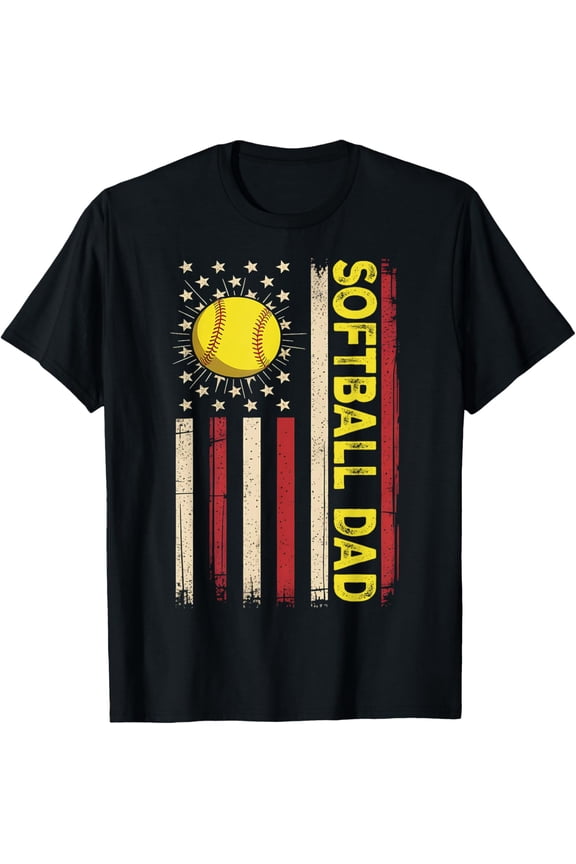 4Th Of July Softball Dad American Flag Fathers Day T-Shirt Unisex S-5XL Hot Trending Shirt Birthday Gift