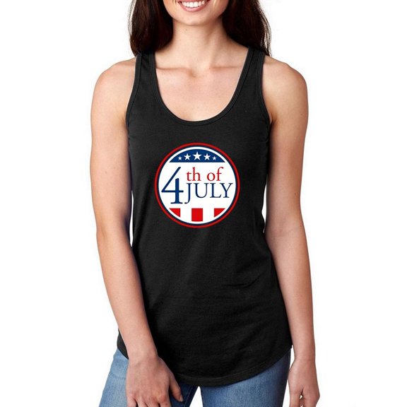 4Th Of July Stamp Racerback Tank Women - Women Racer Back, Black, Xtra Large