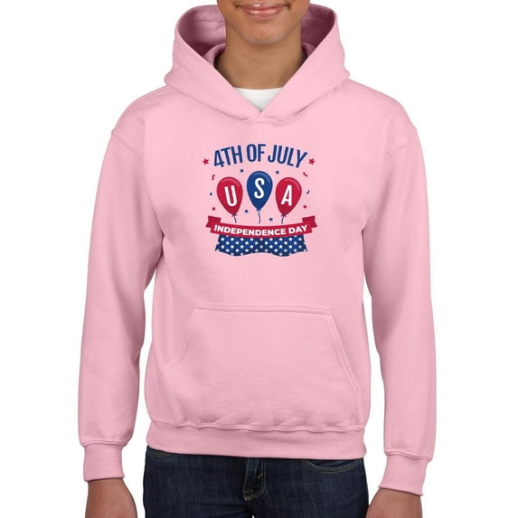 4Th Of July Usa Balloons Hoodie Juniors -Image by Shutterstock, Small