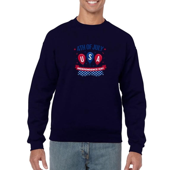 4Th Of July Usa Balloons Sweatshirt Men -Image by Shutterstock, Male Large