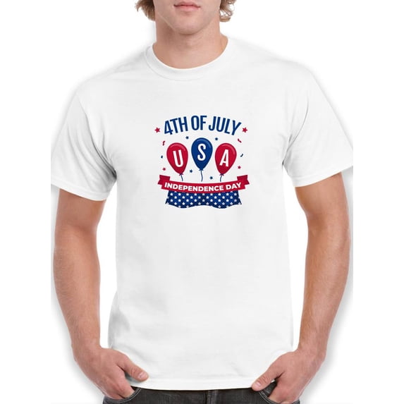 4Th Of July Usa Balloons T-Shirt Men -Image by Shutterstock, Male 5X-Large