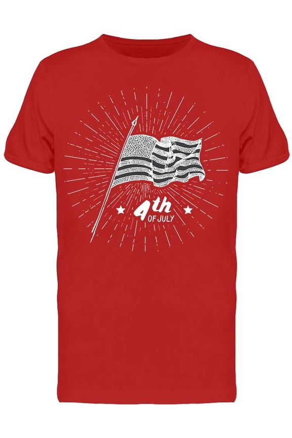 4Th Of July W/Flag And Rays T-Shirt Men -Image by Shutterstock, Male Medium