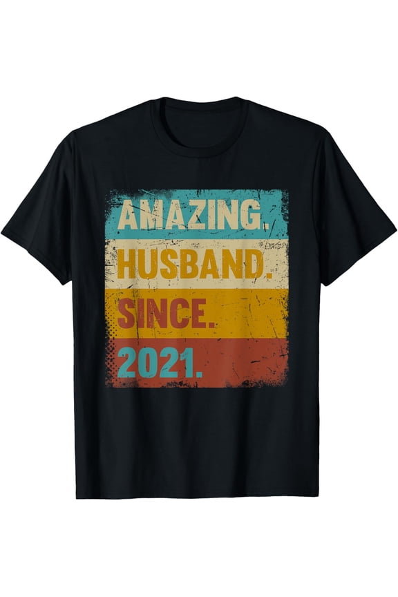 4Th Year Wedding Anniversary, Amazing Husband Since 2021 T-Shirt