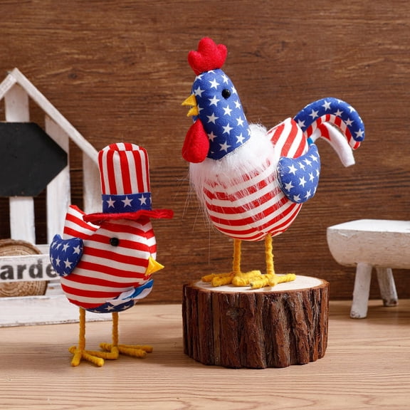 4Th of July Decor, Fourth of July Decorations, Chicken Decorations, Plush Fabric, Us Flag, Felt, 8 In, Home Space, 1 Pc