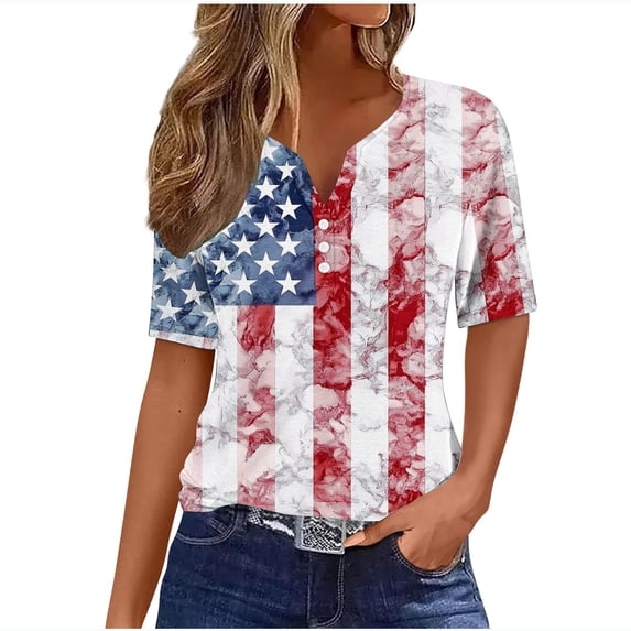 4Th of July Off The Shoulder Tops for Women Outfits Ladies Short Sleeve USA Patriotic Shirts Summer Clothes