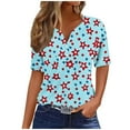 thumbnail image 1 of 4Th of July Shirts Women Summer Tops for Womens Short Sleeve Patriotic Tops V-Neck Casual American Flag Shirt, 1 of 4