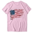 thumbnail image 1 of 4Th of July Shirts Women USA American Flag Cotton Tops Crewneck Patriotic Basic Tees Short Sleeve T-Shirt, 1 of 3