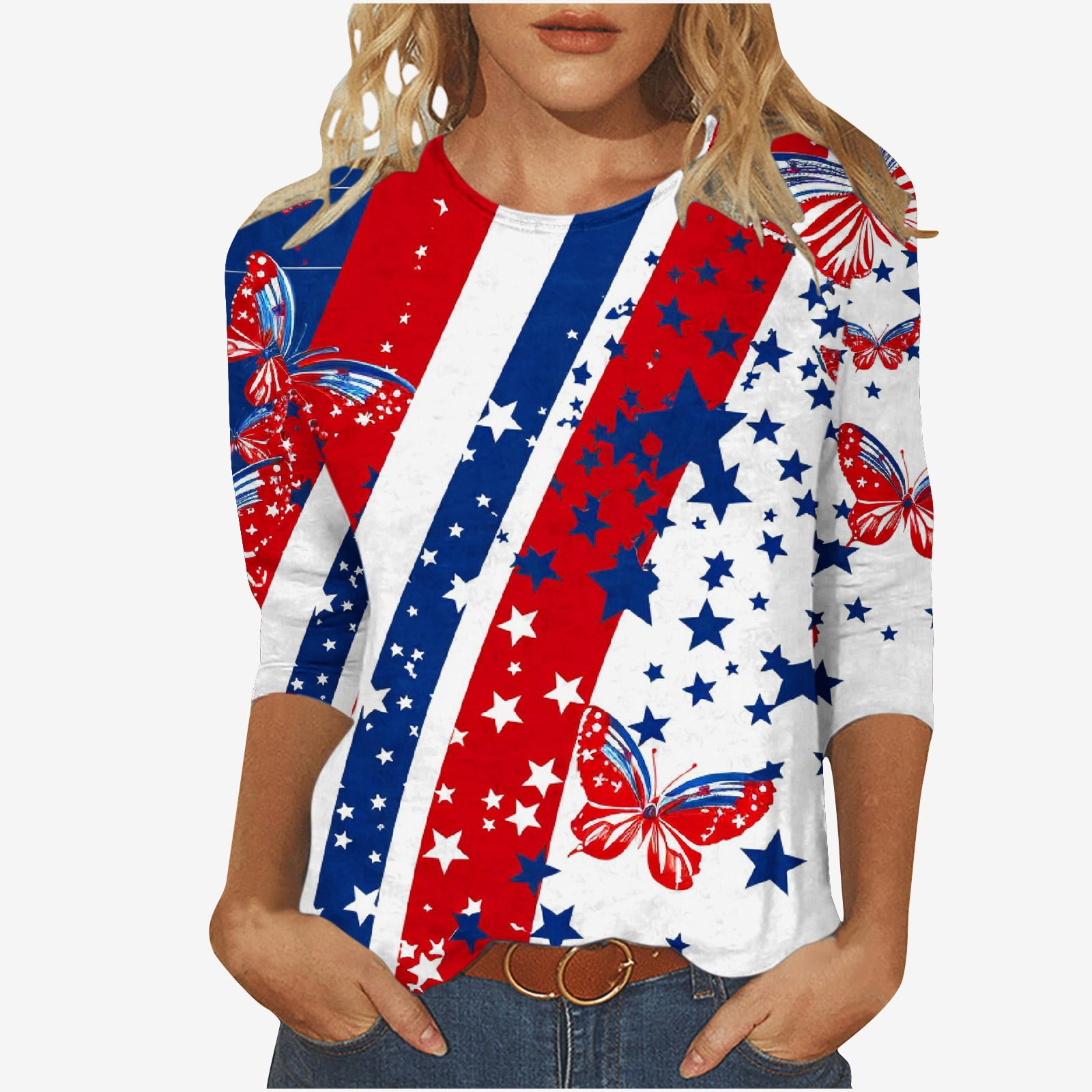 RITERA Plus Size 4th Of July T-Shirt For Women - Patriotic Short Sleeve Tees XL-5XL