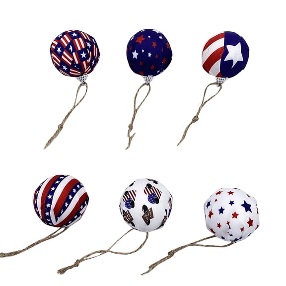 4Th of July decorations, Patriotic decorations, 2 in Diameter Fabric Baubles, Hanging decor from Ceiling, Red White Blue, 12 Pc Set