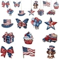 thumbnail image 1 of 4ThofJuly Decorations, 24 Pc Wooden Patriotic Hanging Decor, Red WhiteandBlue Butterfly, Puppy, Star, Flag AccentsforOutdoor Holiday Displays, 1 of 7