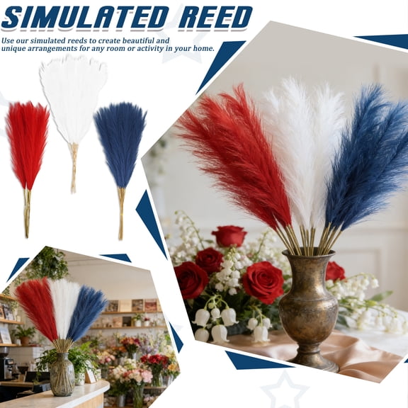 4ThofJuly Home Decor, Pampas Grass Decor, Realistic Artificial Grass, 4ThofJuly Porch Decorations, Table Decor Centerpieces, Navy Blue Decor, 18 In, 30 Pc